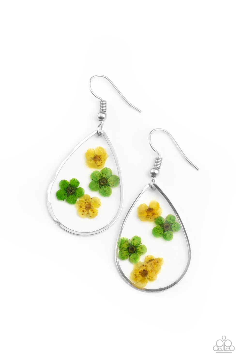 Paparazzi Earrings ~ Perennial Prairie - Yellow Floral Earrings