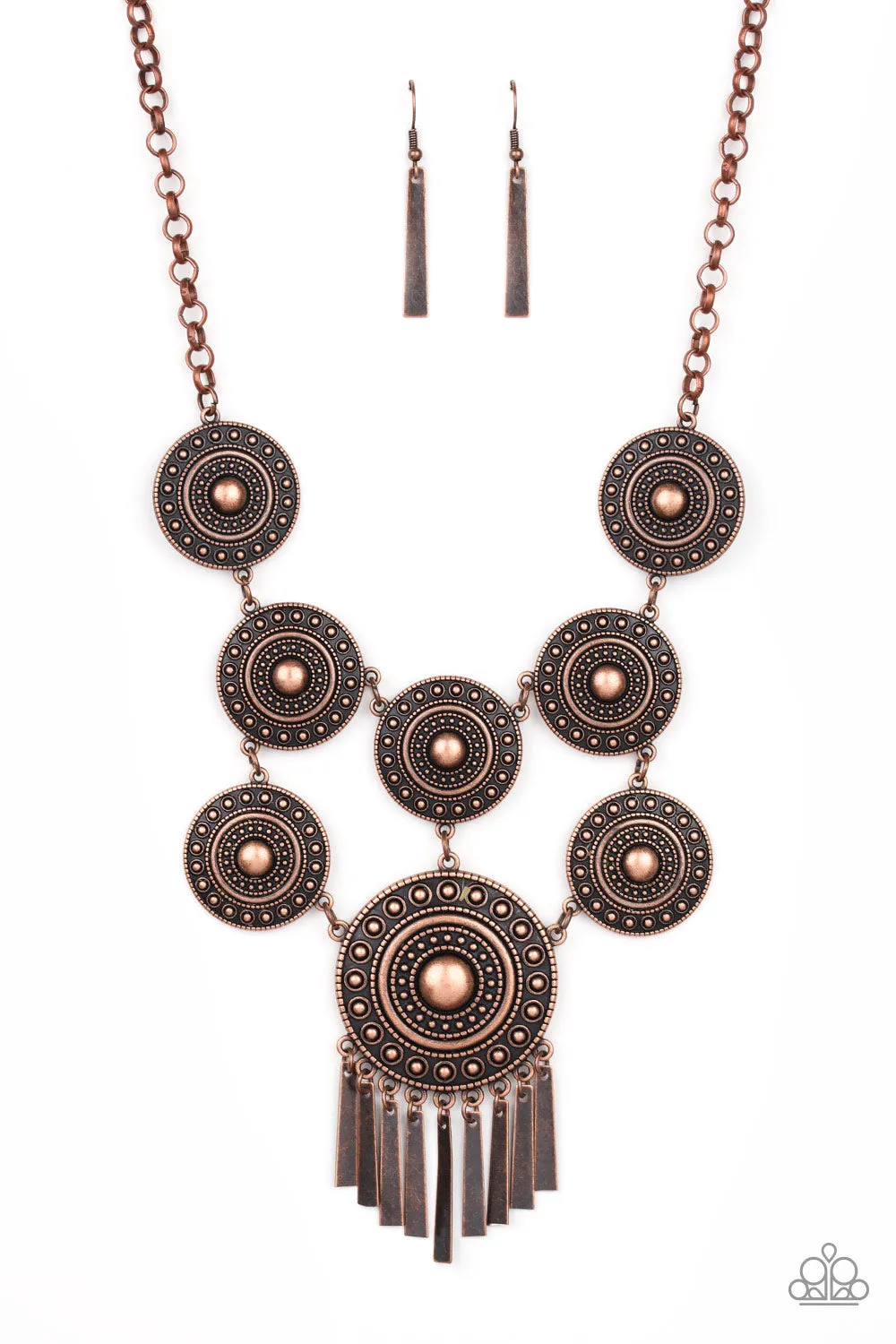 Paparazzi Necklace ~ Modern Medalist - Copper Tribal Necklace