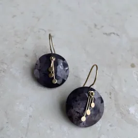 Pendulum dots round plum sapphire earrings