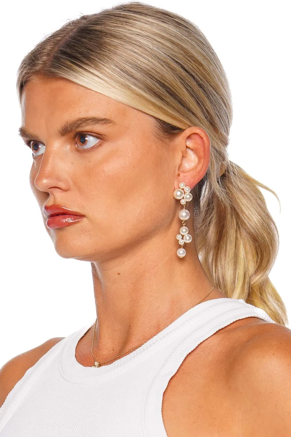 Pernilla Pearl Cluster Drop Earrings