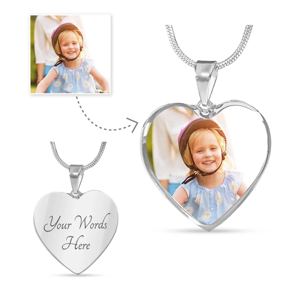 Personalized Photo Pendant Necklace, Heart Photo Pendant Necklace