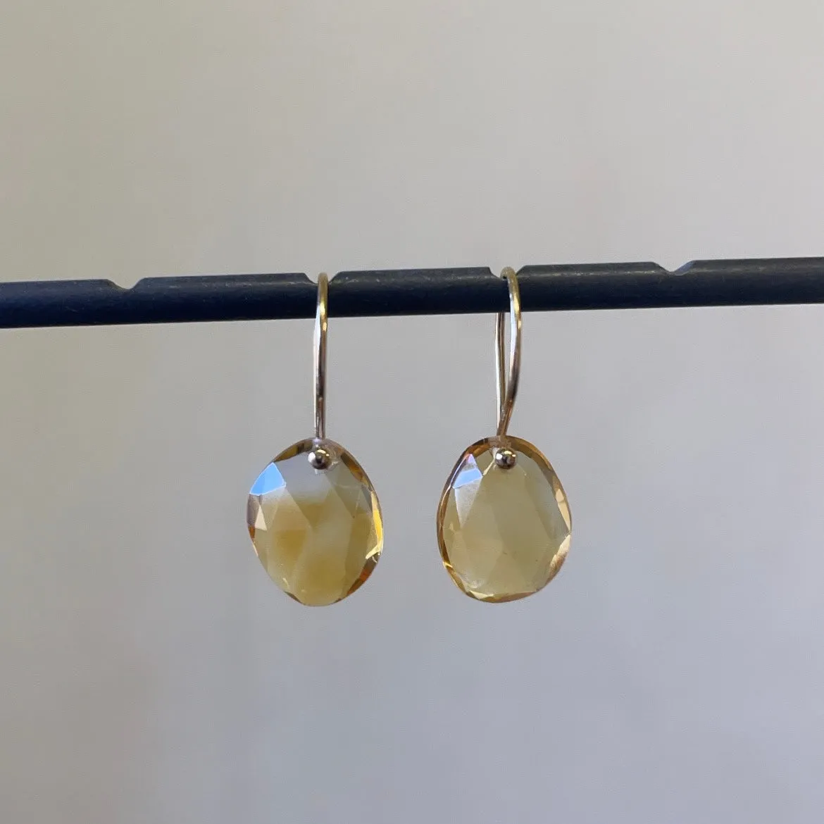 Petite organic golden citrine earrings