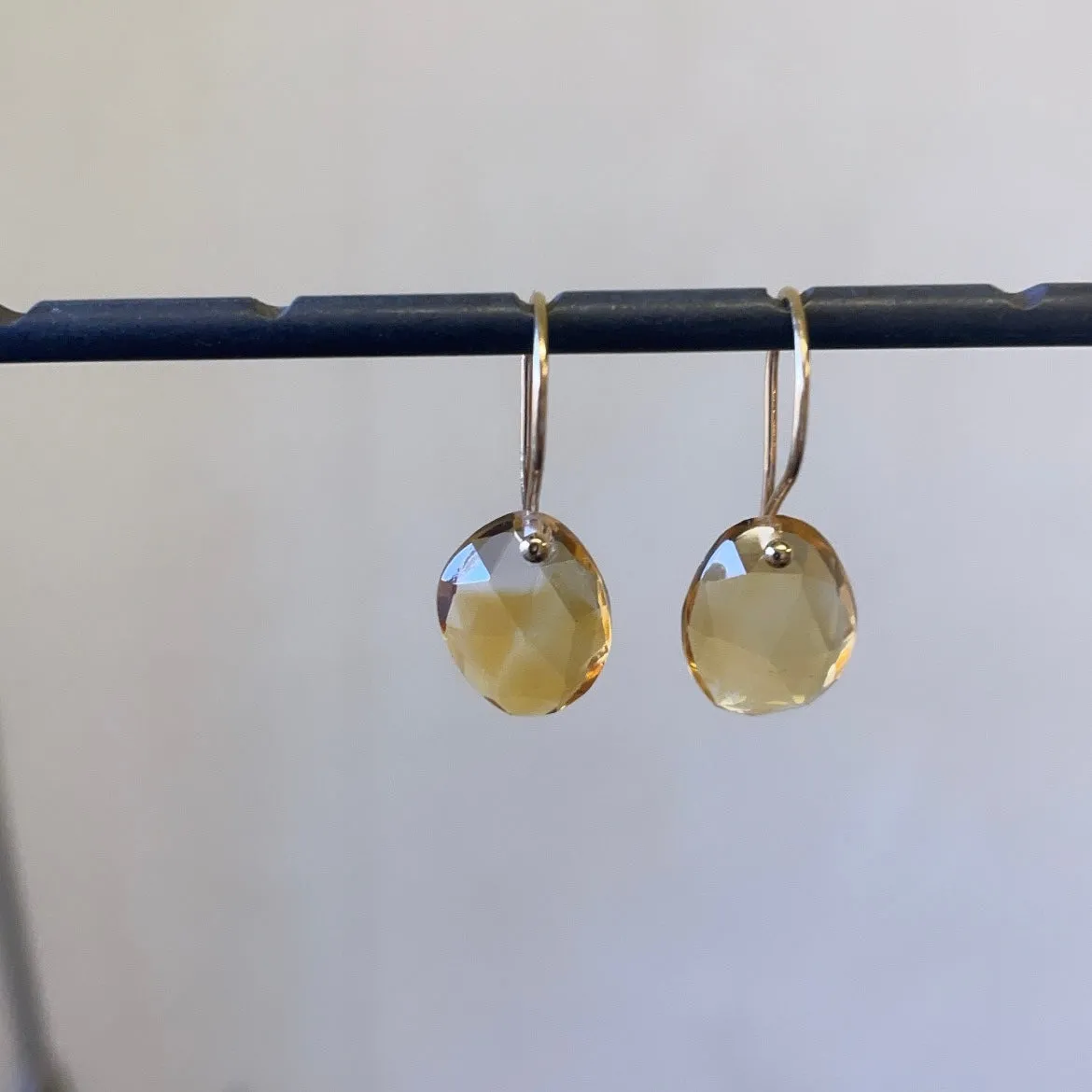 Petite organic golden citrine earrings