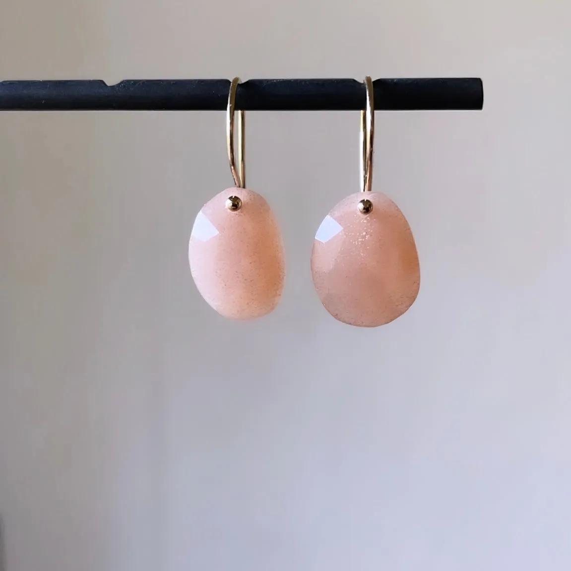 Petite rosecut peach moonstone earrings