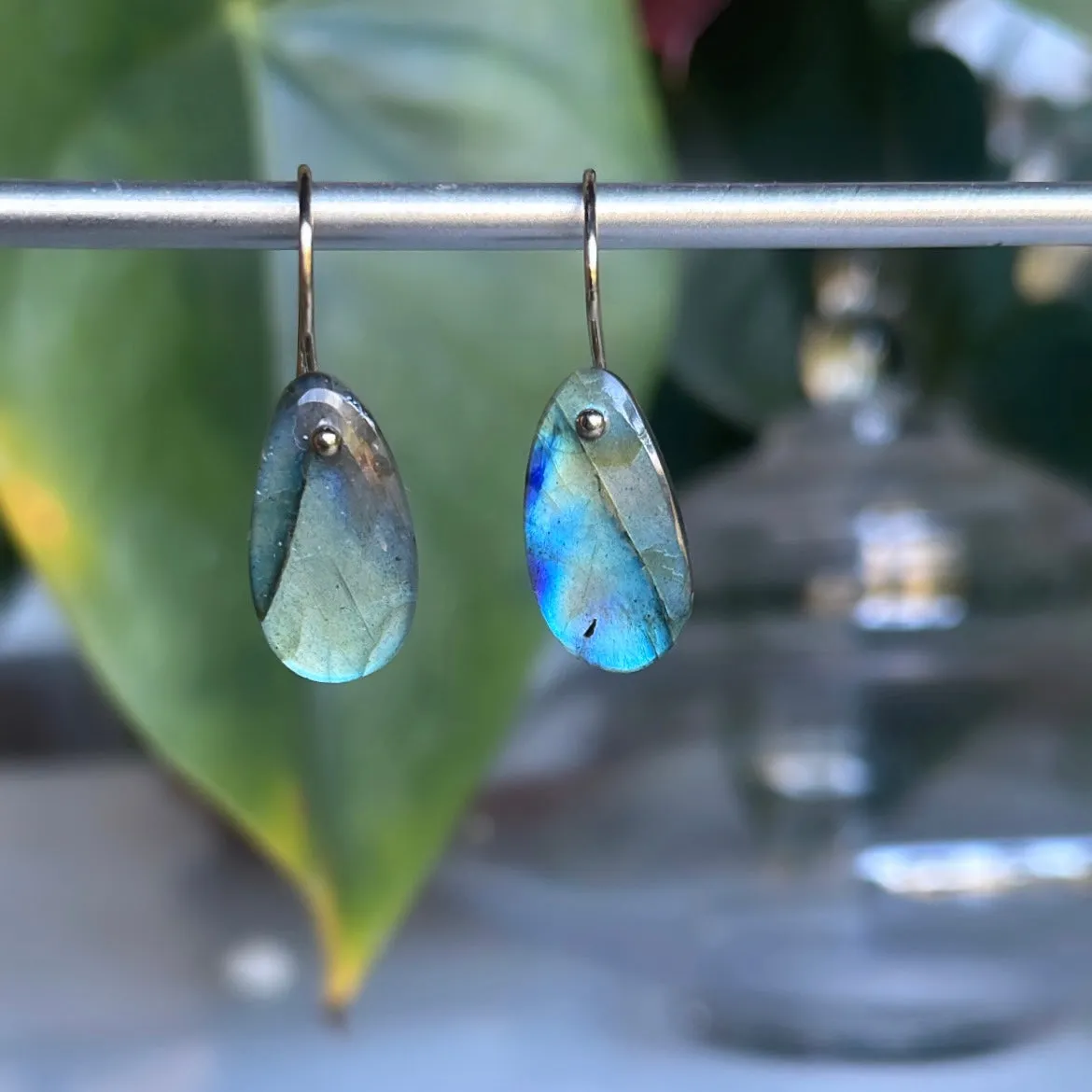 Petite teardrop labradorite earrings