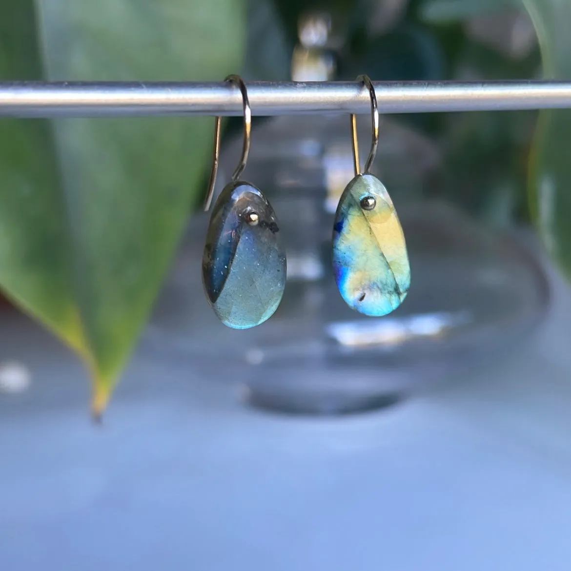 Petite teardrop labradorite earrings