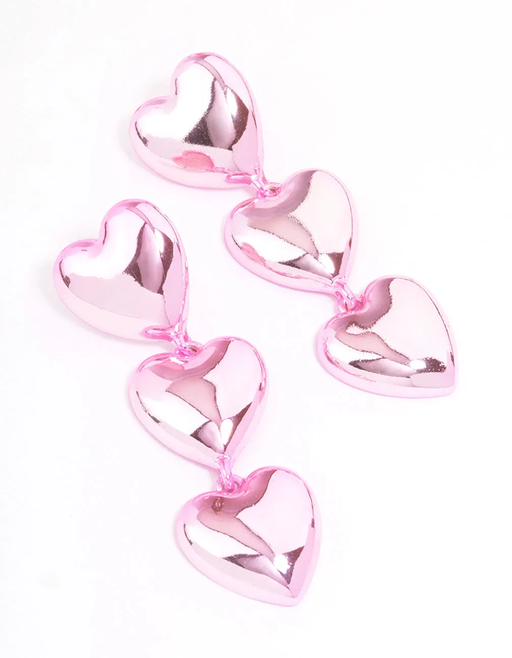 Pink Puffy Heart Drop Earrings