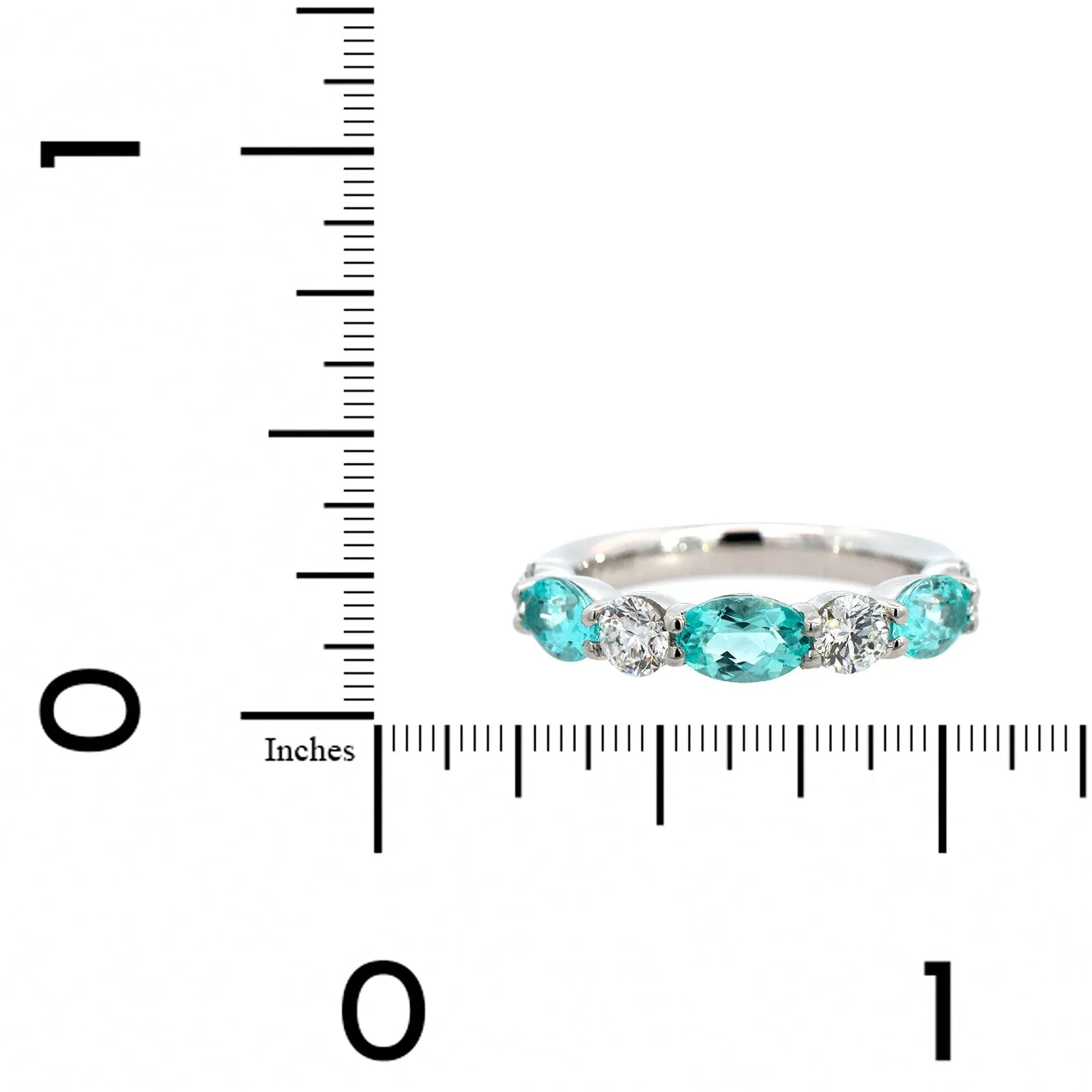 Platinum Alternating Round Diamond and Oval Paraiba Band