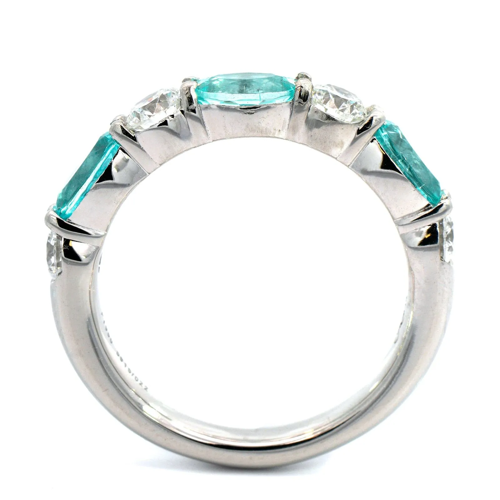 Platinum Alternating Round Diamond and Oval Paraiba Band