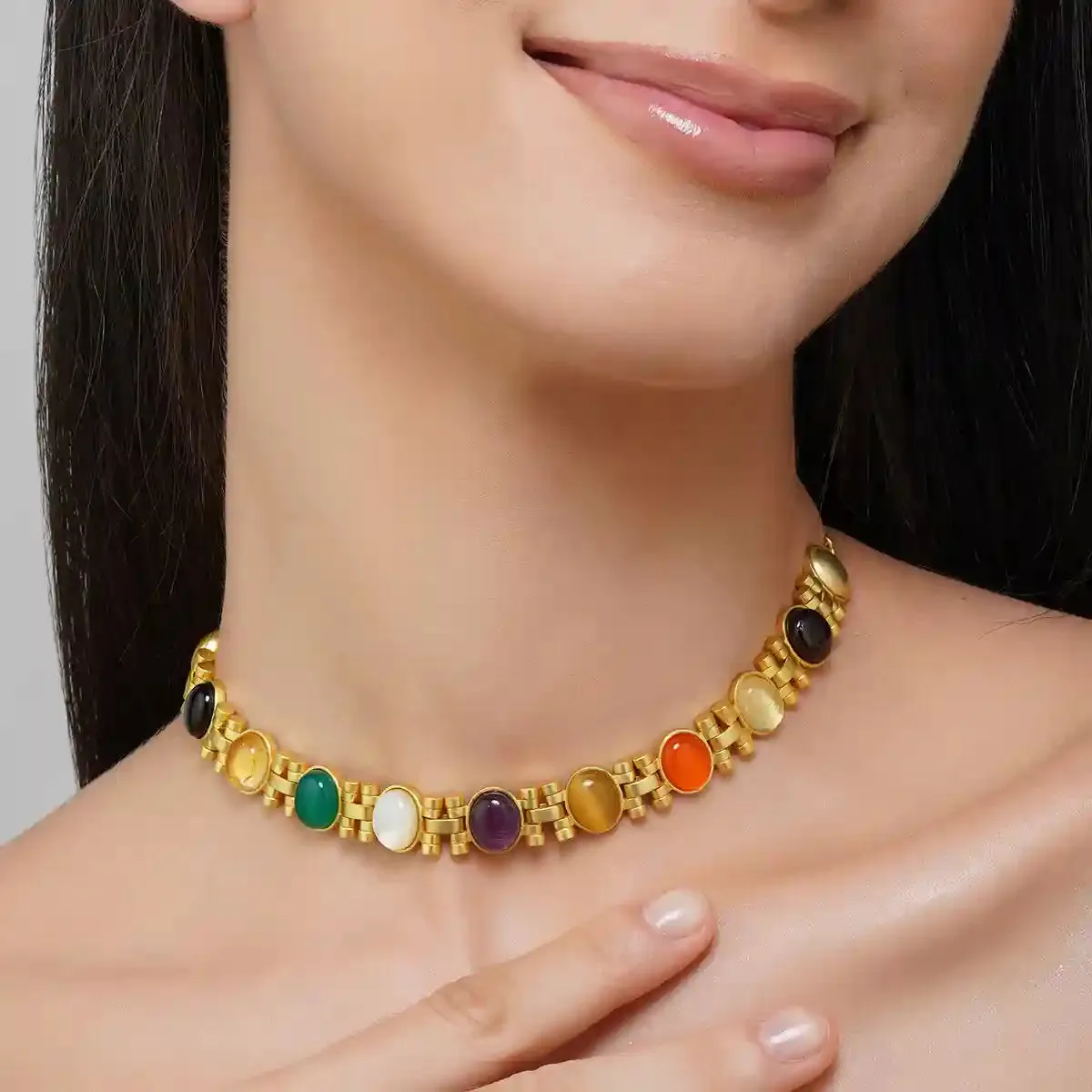 Power Moves Navratna Choker Necklace