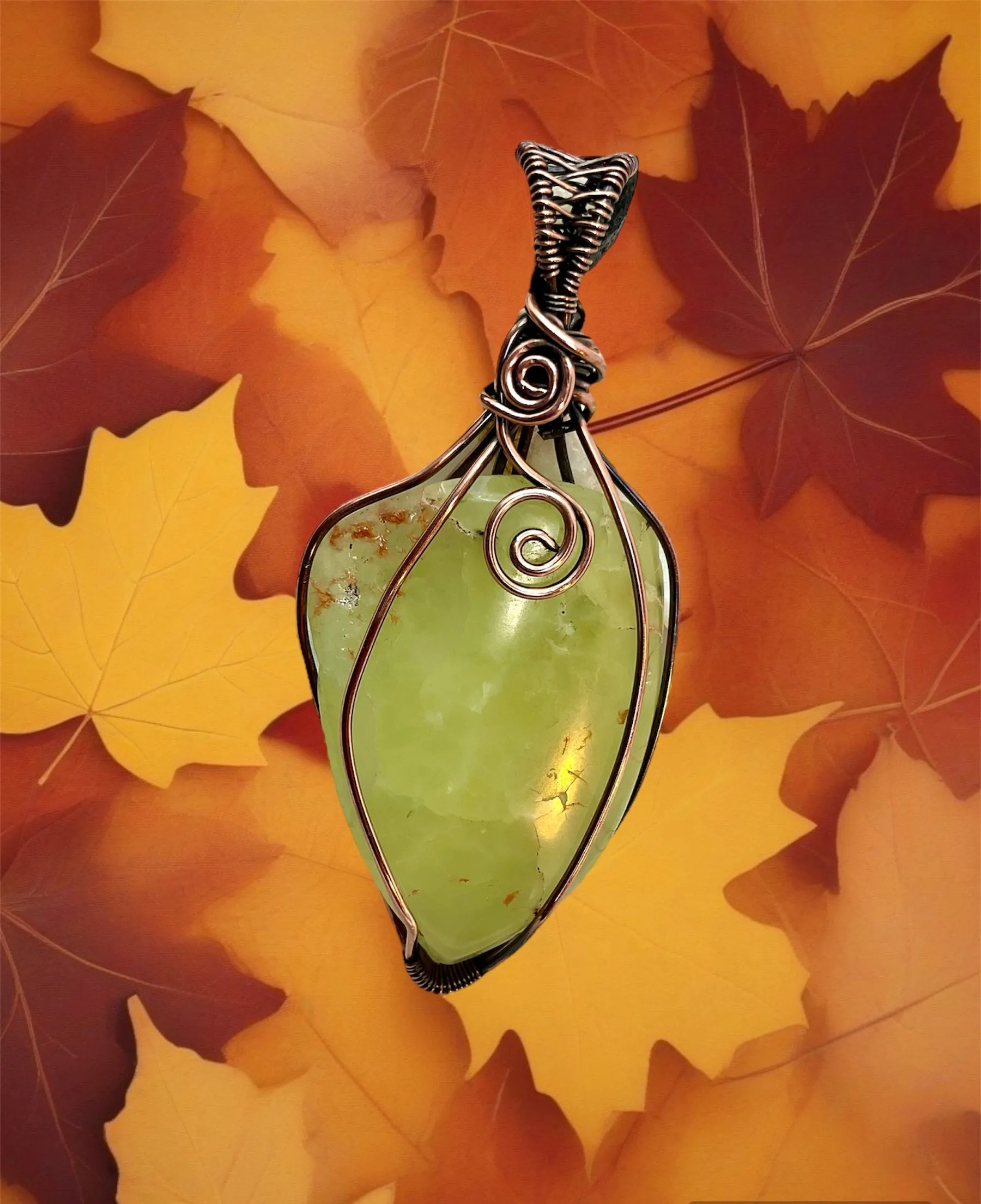 Prehnite Wire Wrapped Pendant