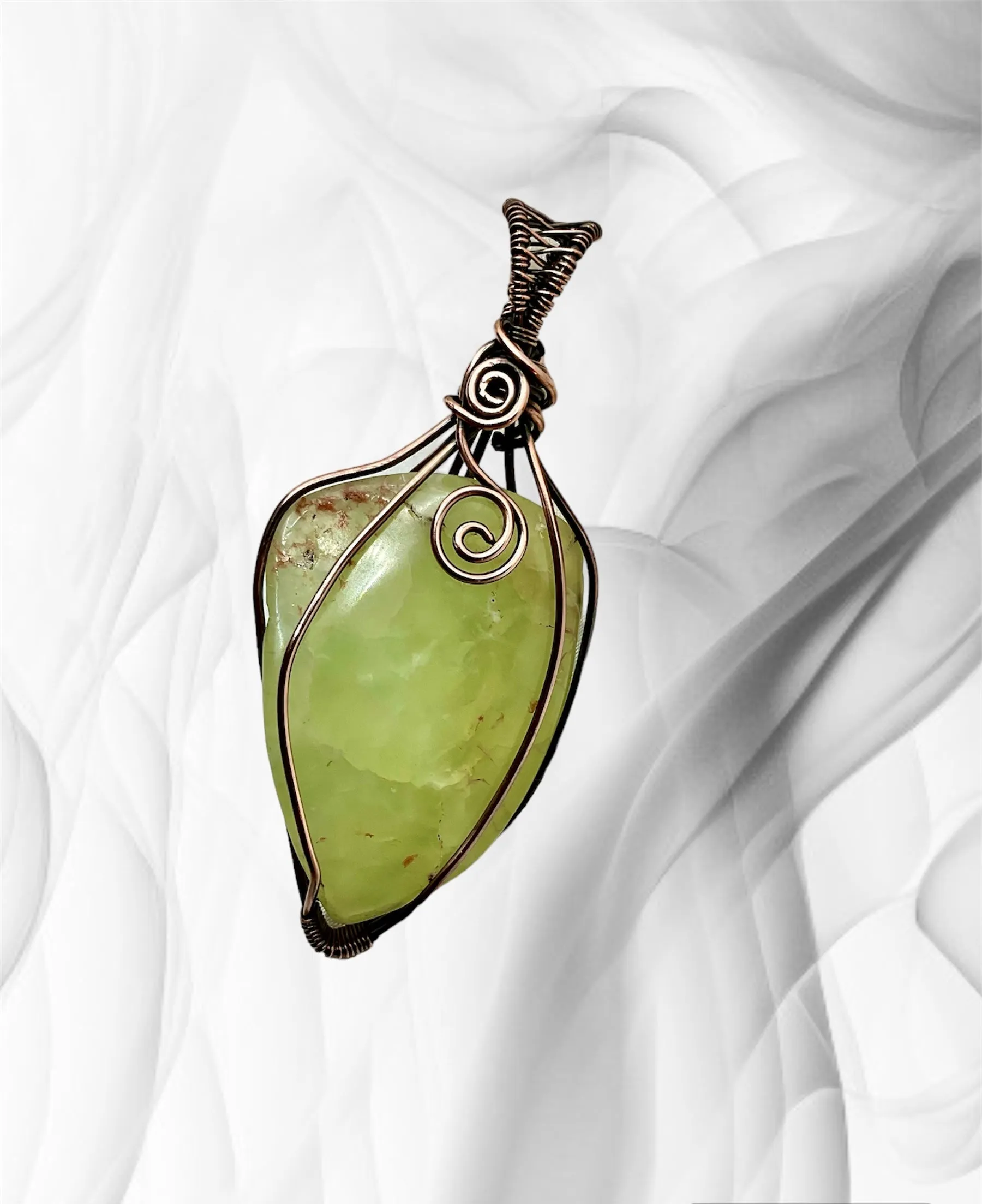 Prehnite Wire Wrapped Pendant