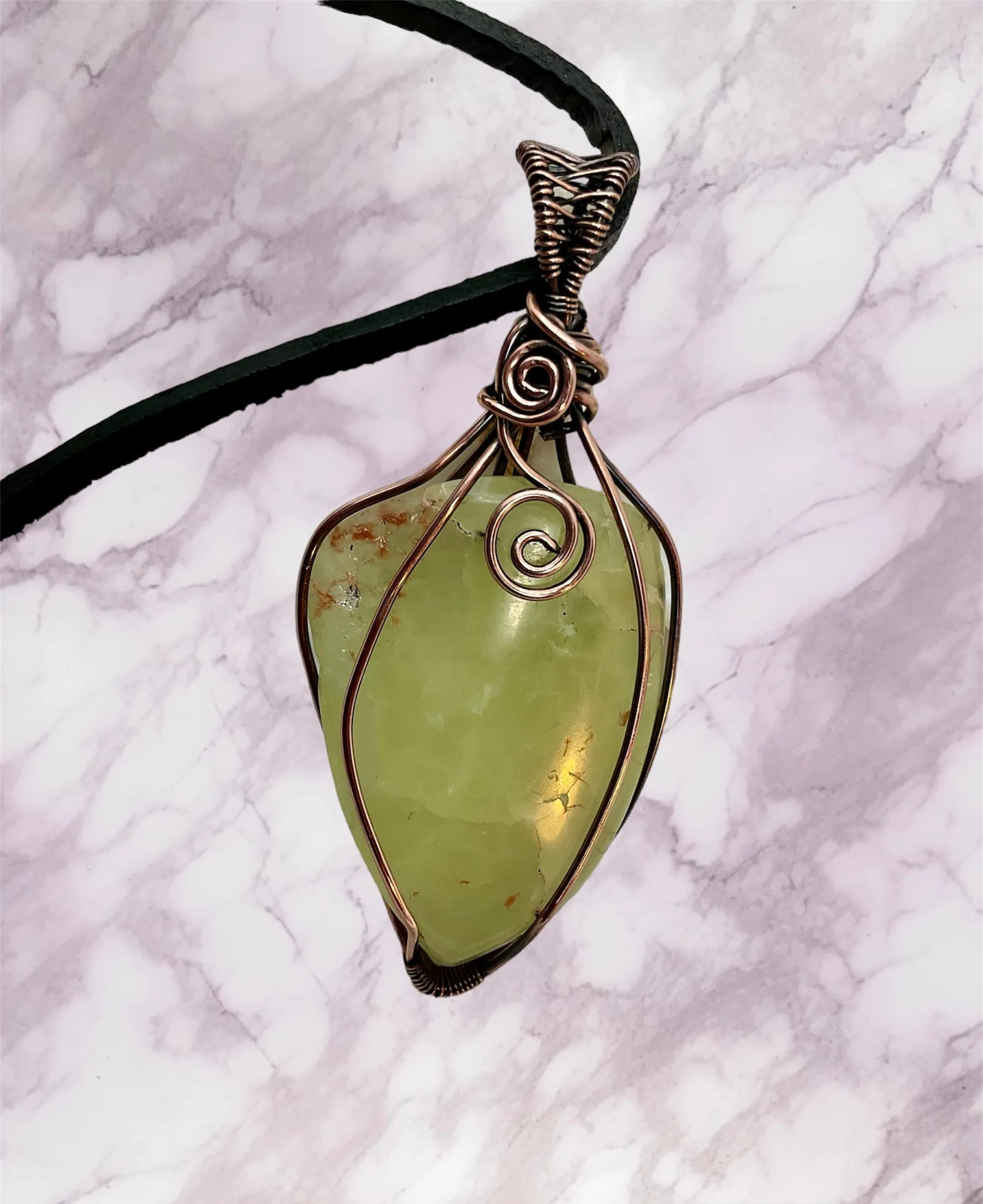 Prehnite Wire Wrapped Pendant