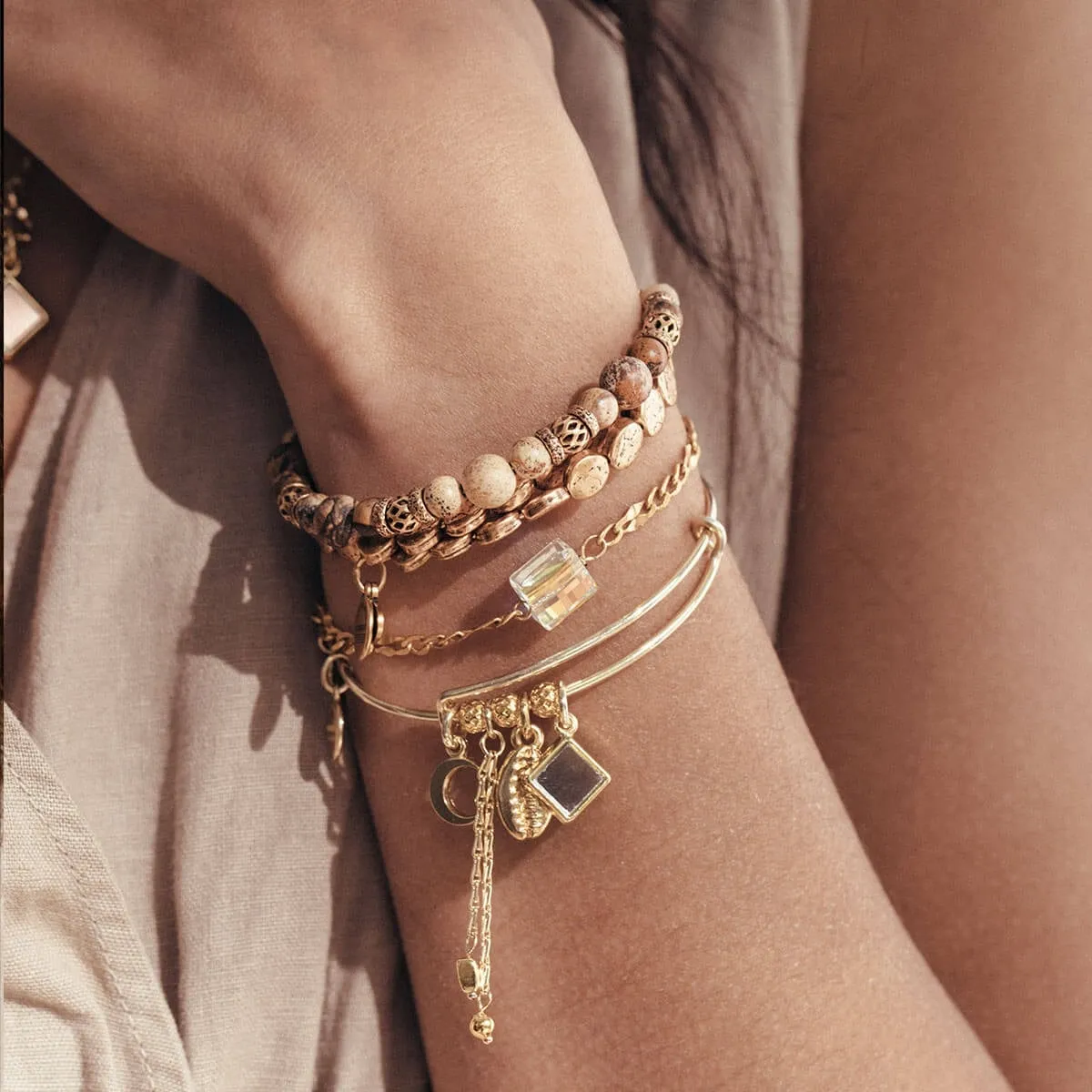 Puka Shell Cluster Charm Bangle