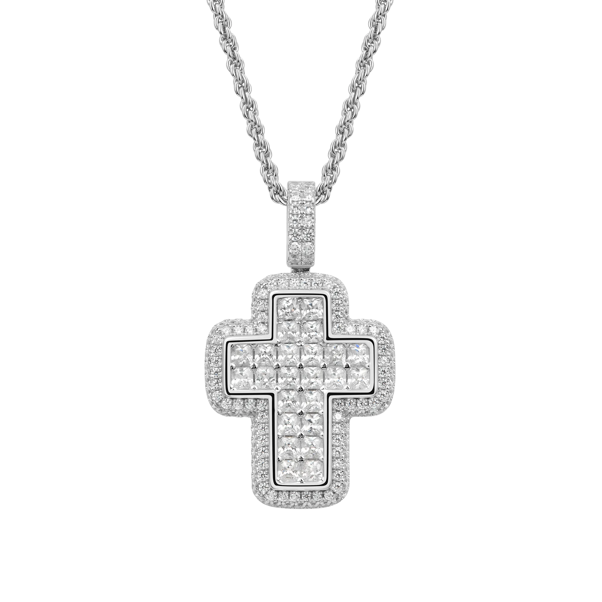 Radiant Cut Cross Pendant