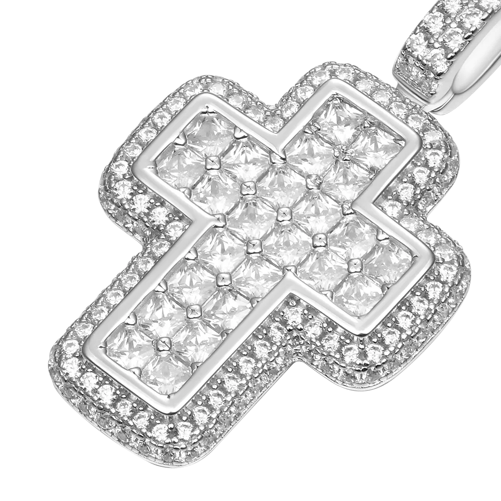 Radiant Cut Cross Pendant