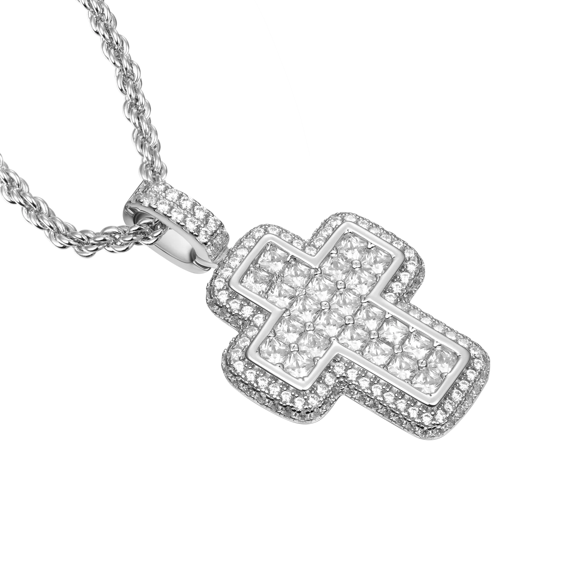 Radiant Cut Cross Pendant