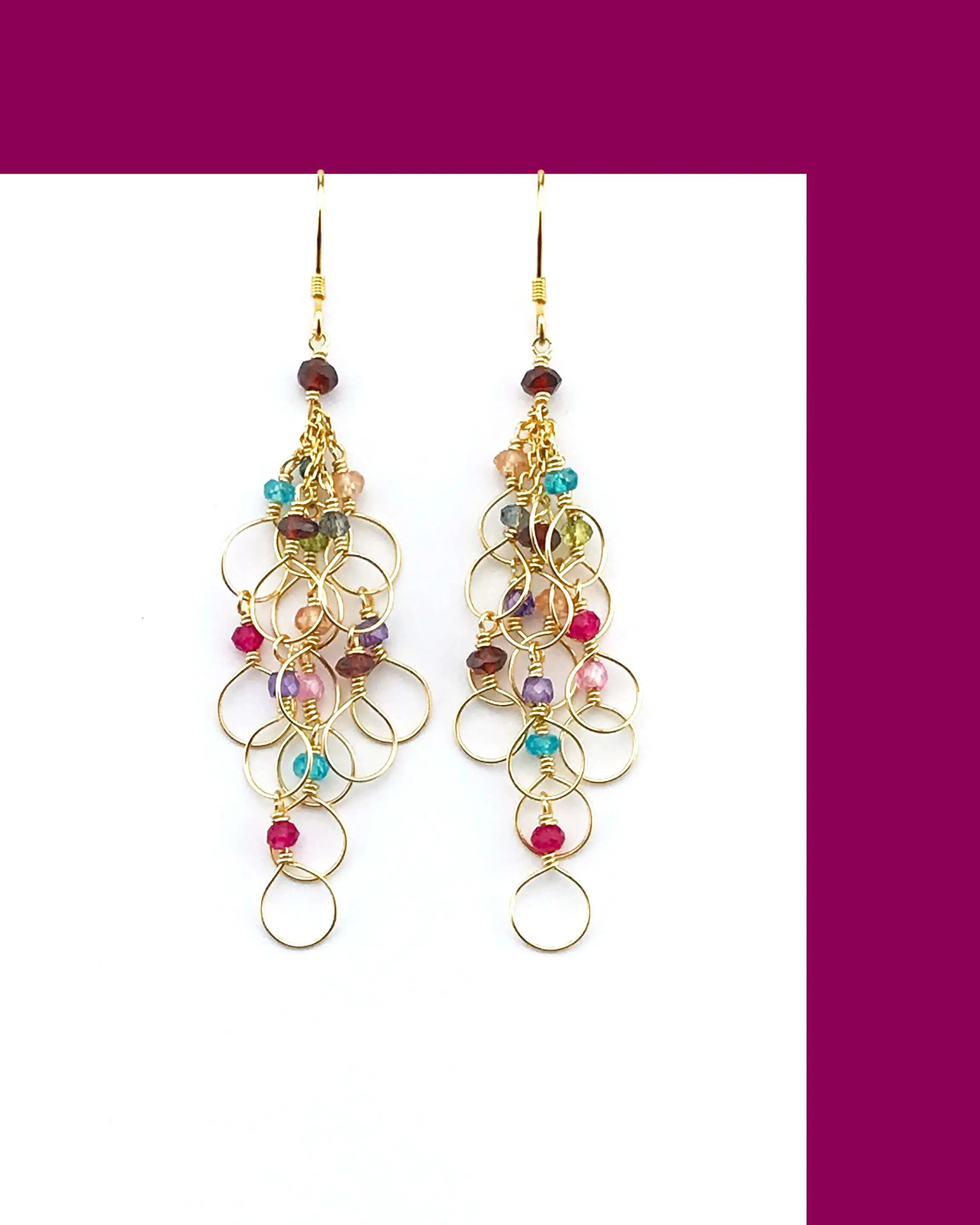 Rainbow Chain Loop Earrings - Gold