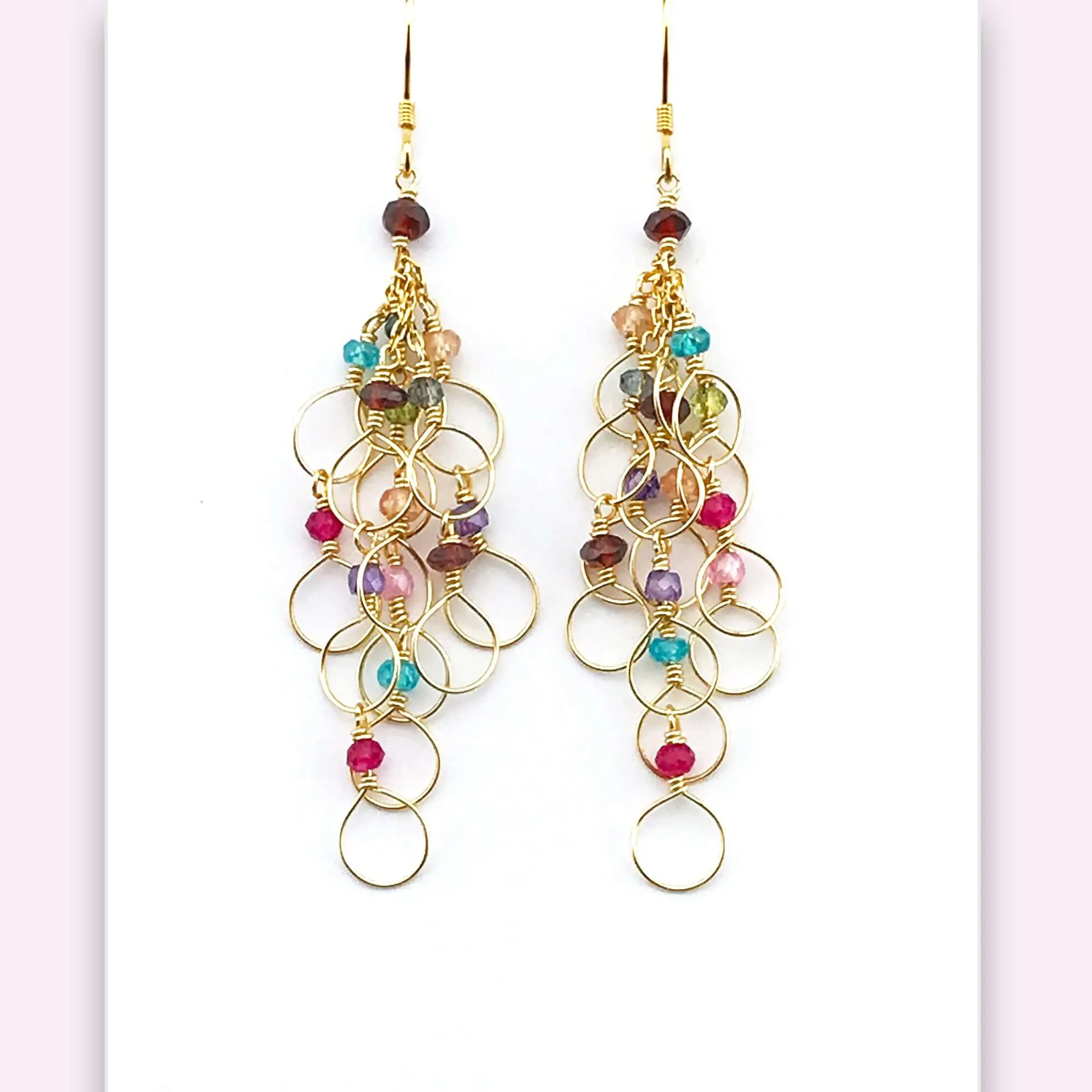 Rainbow Chain Loop Earrings - Gold