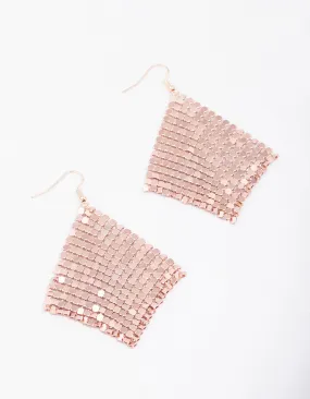 Rose Gold Diamante Chainmail Drop Earrings