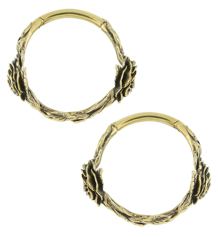 Rosebud Hoop Brass Hinged Ear Weights