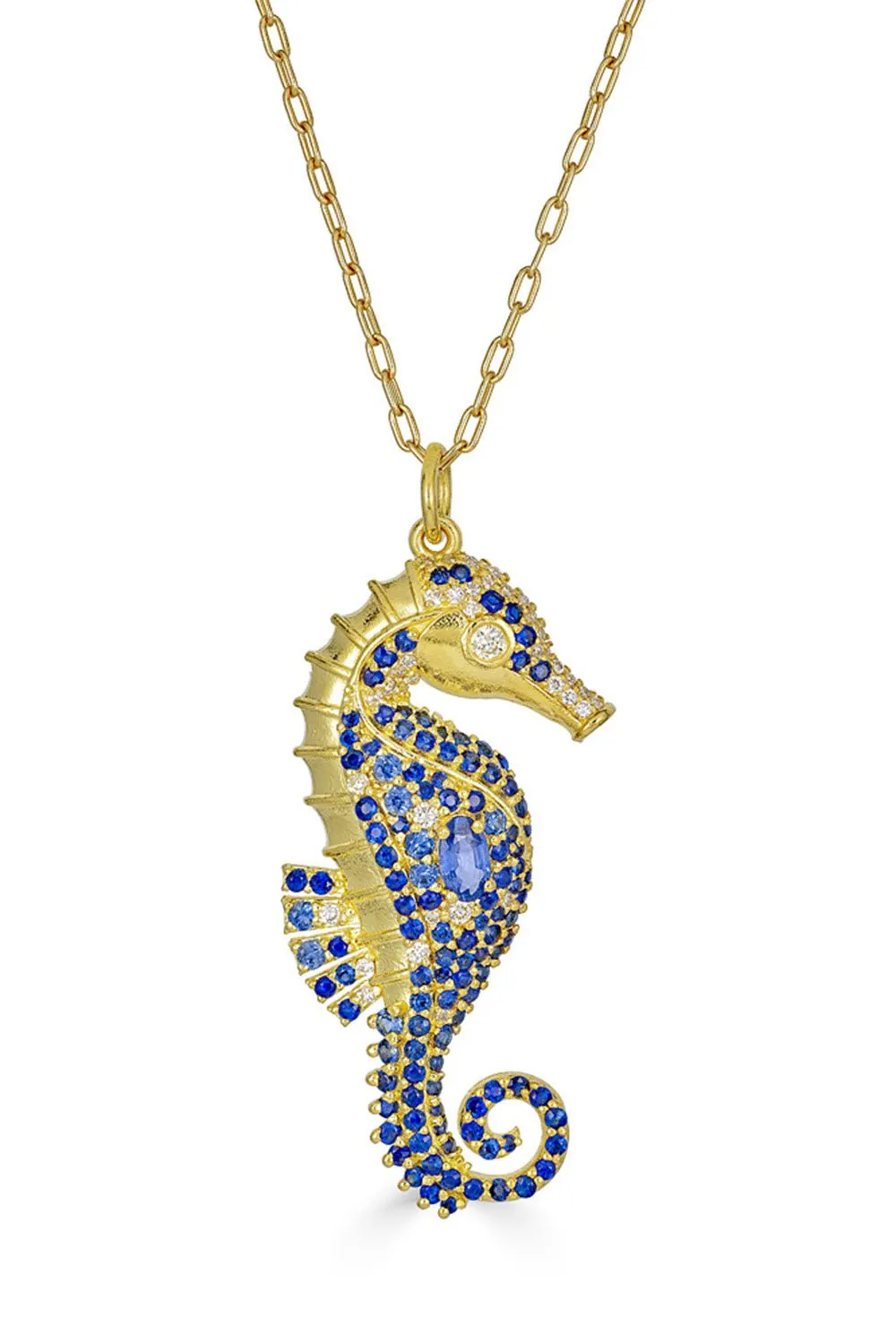 Sapphire Seahorse Pendant Necklace