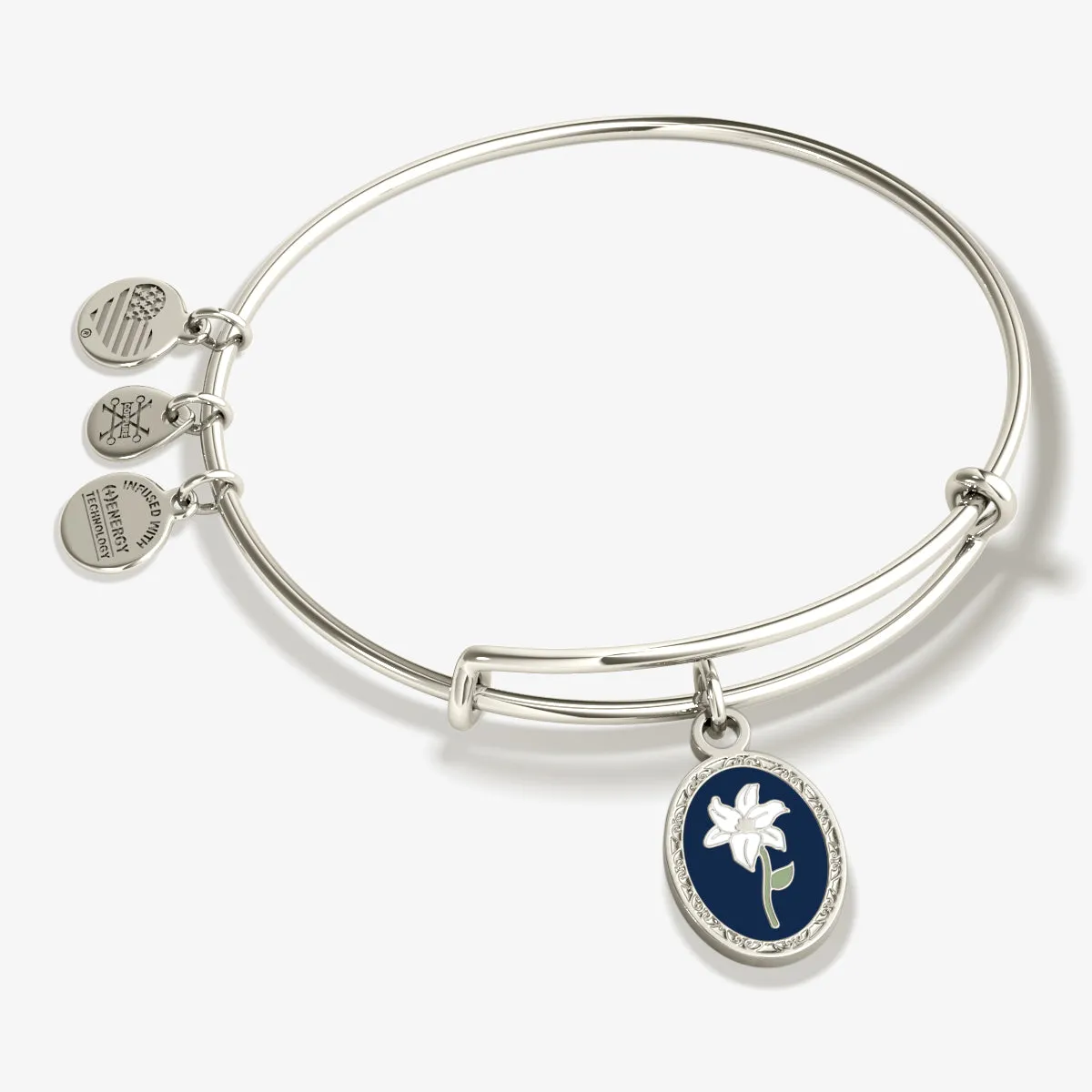 'Sending Love' Flower Charm Bangle Bracelet