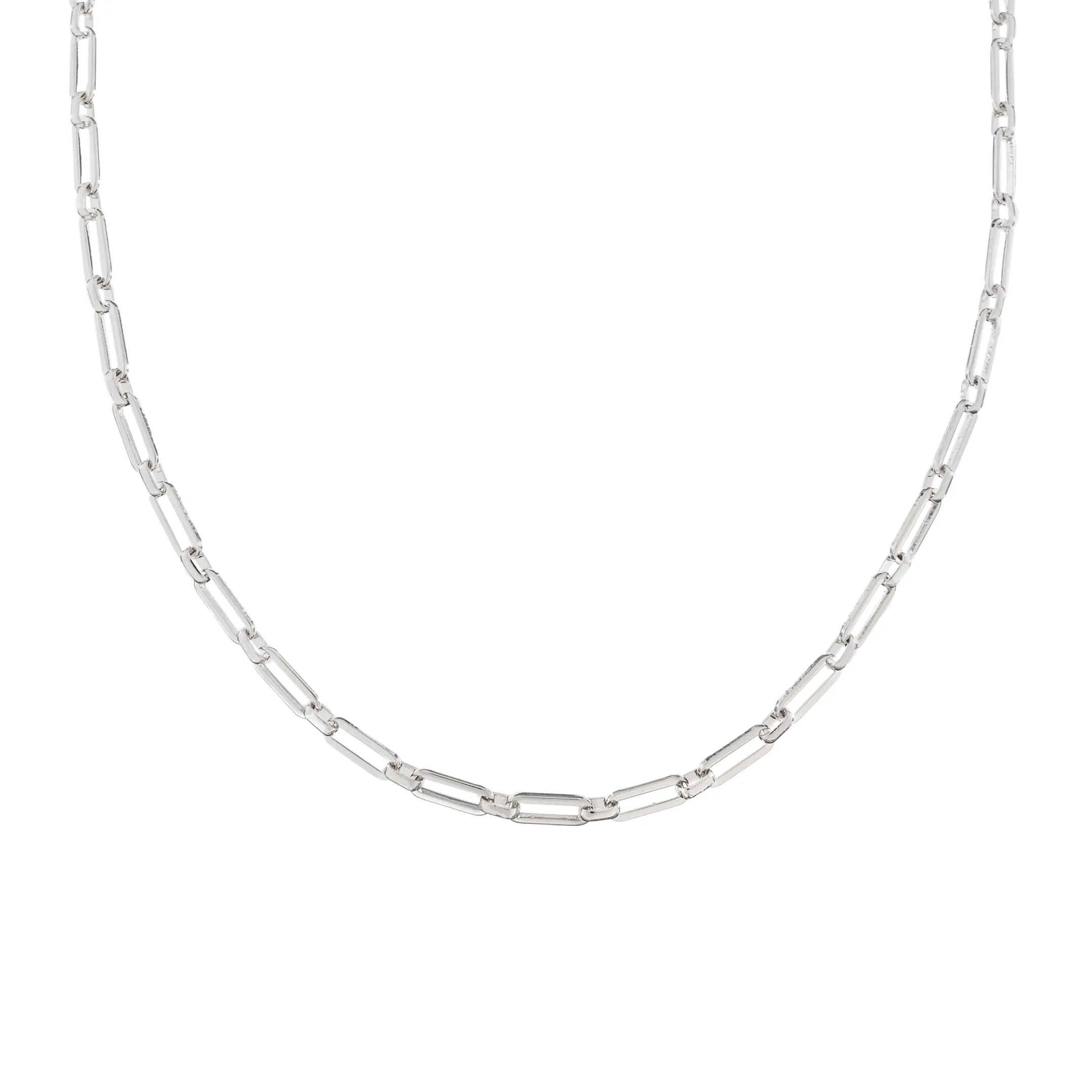 Silver Paper Clip Chain Necklace