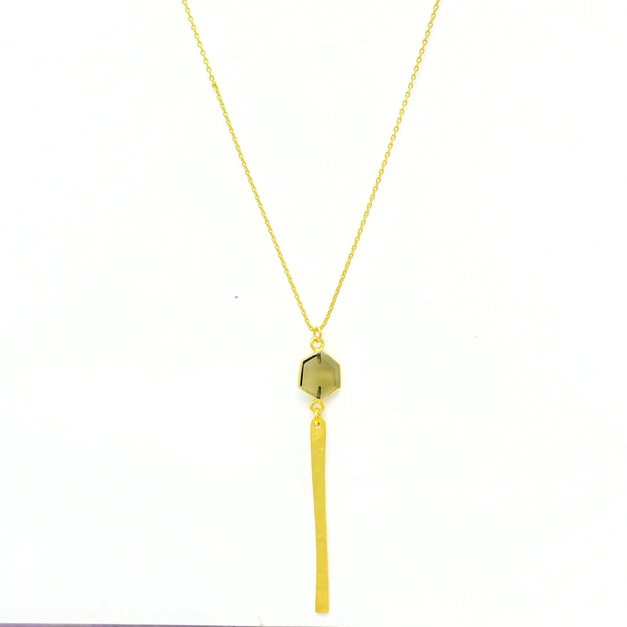 Smokey Topaz Diamond Drop Necklace