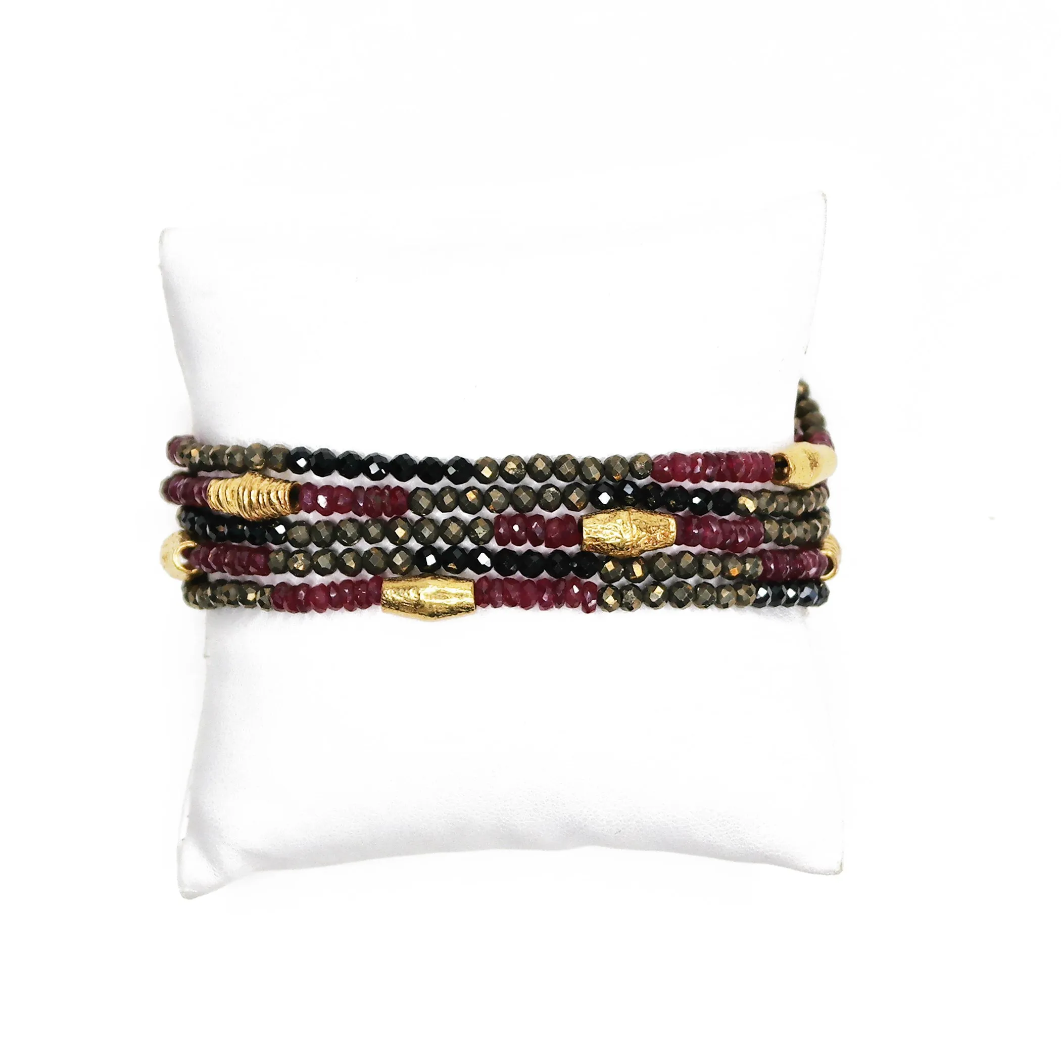 Spinel, Ruby and Gold Multi-Strand Bracelet