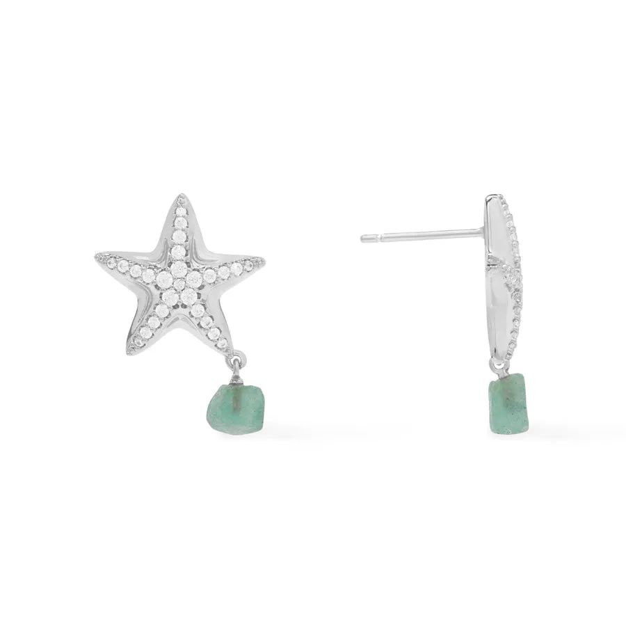 Starfish Aventurine Silver Earrings