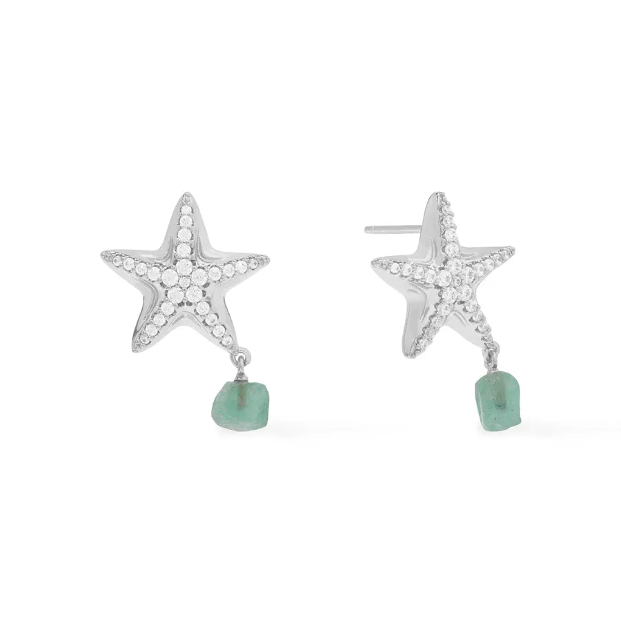 Starfish Aventurine Silver Earrings