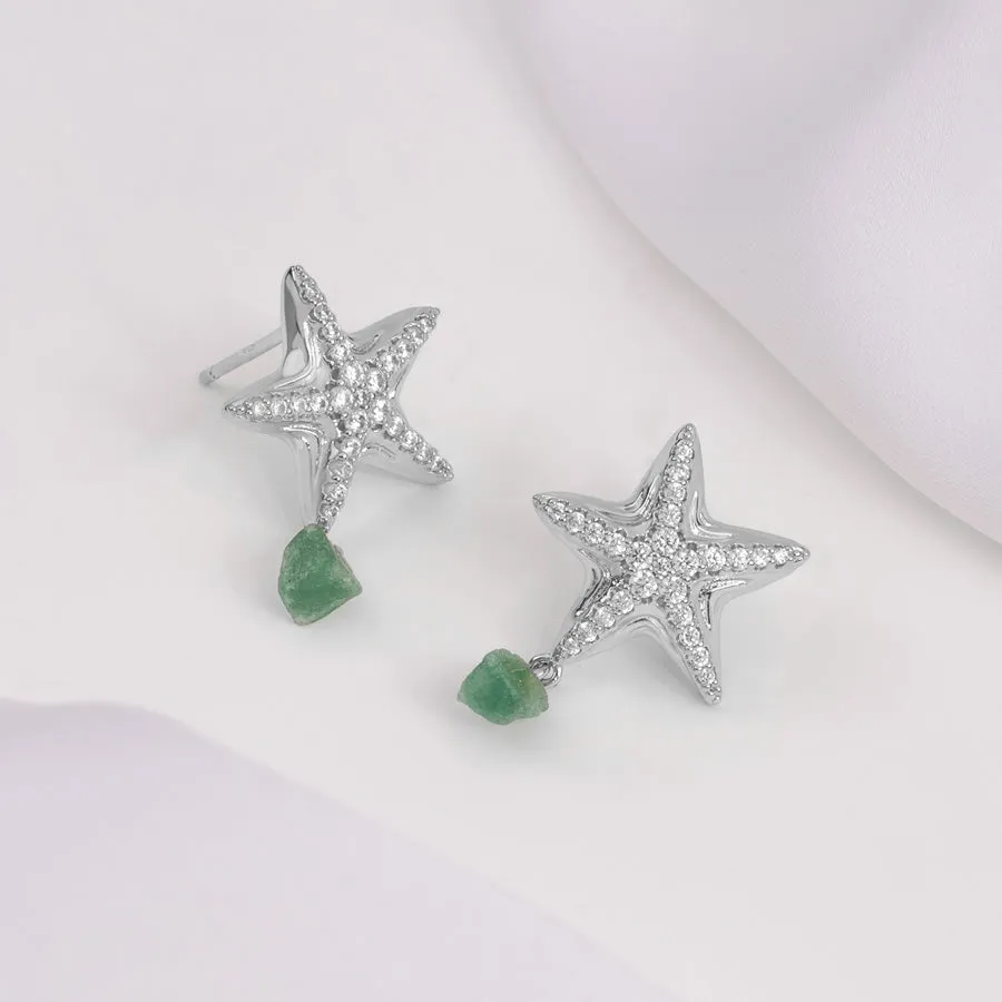 Starfish Aventurine Silver Earrings