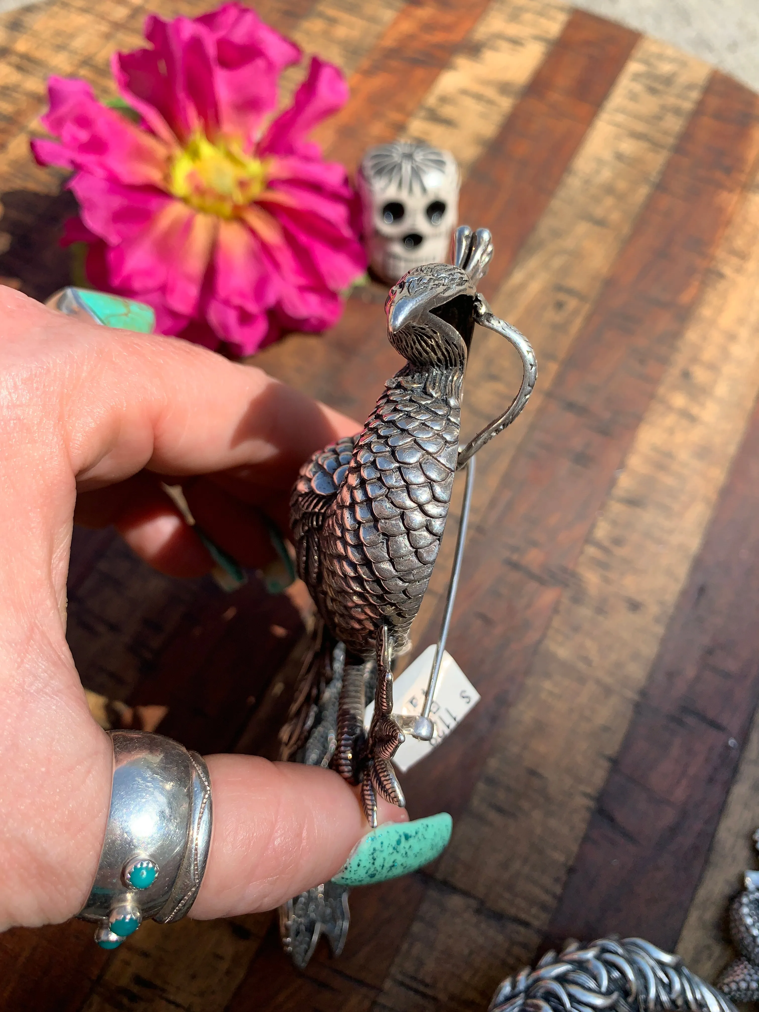 Sterling Peacock Brooch / Pendant