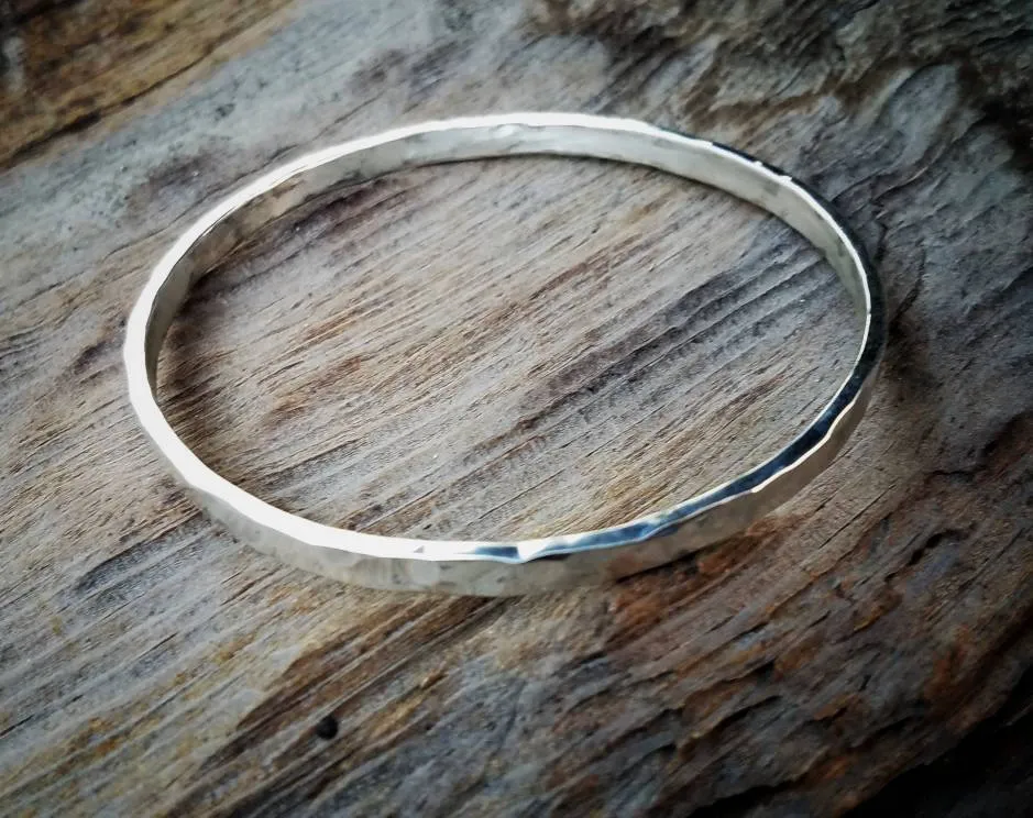 Sterling Silver Hammered Bangle Stacking Bracelet