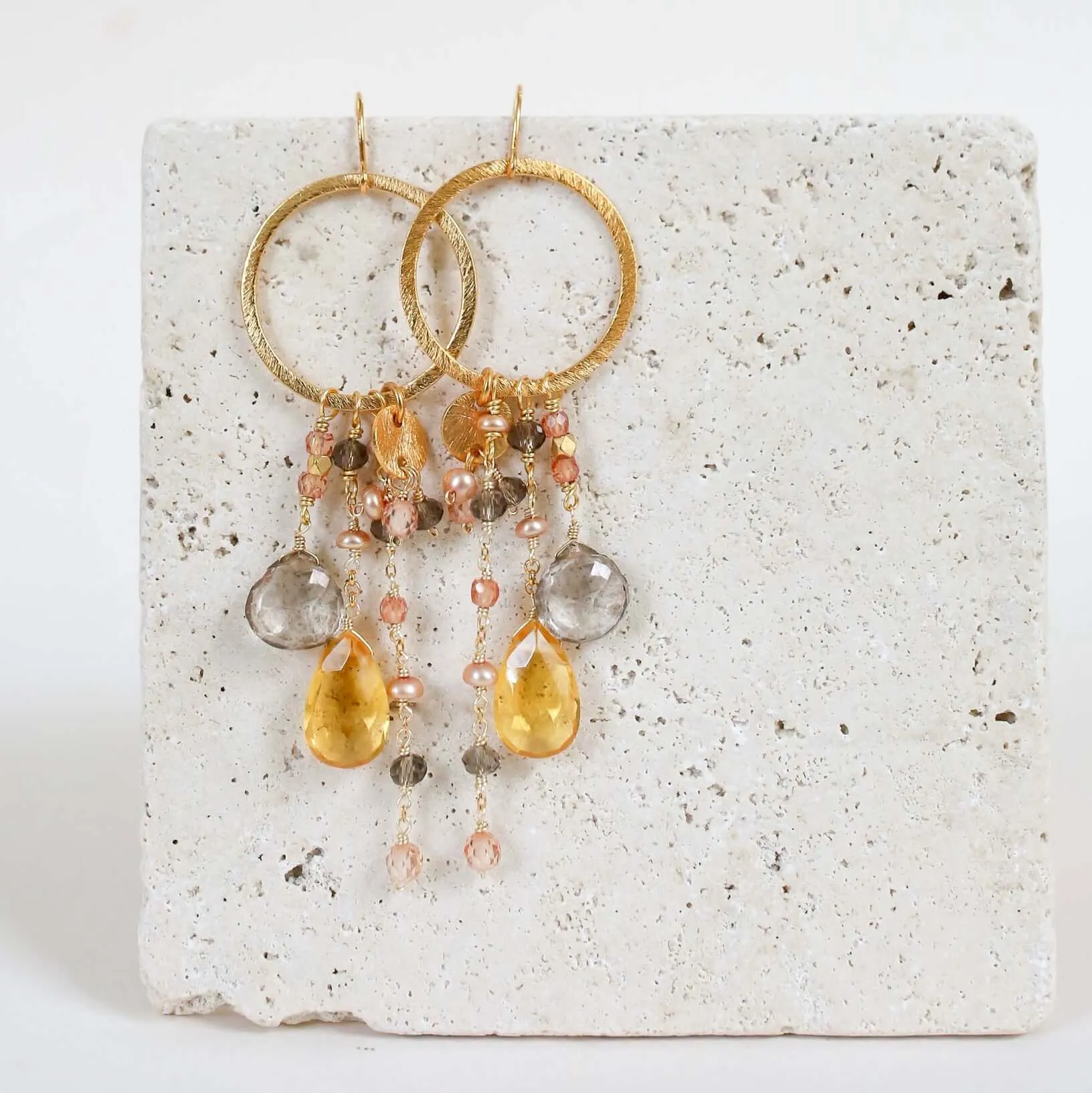 The Ammil Earring - Amethyst & Citrine