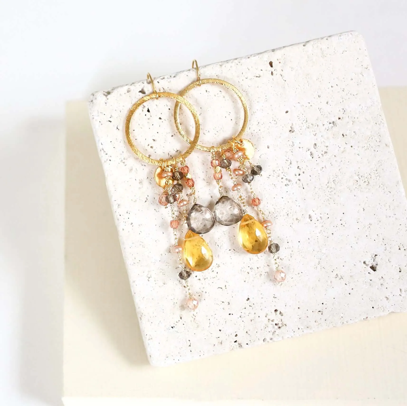 The Ammil Earring - Amethyst & Citrine