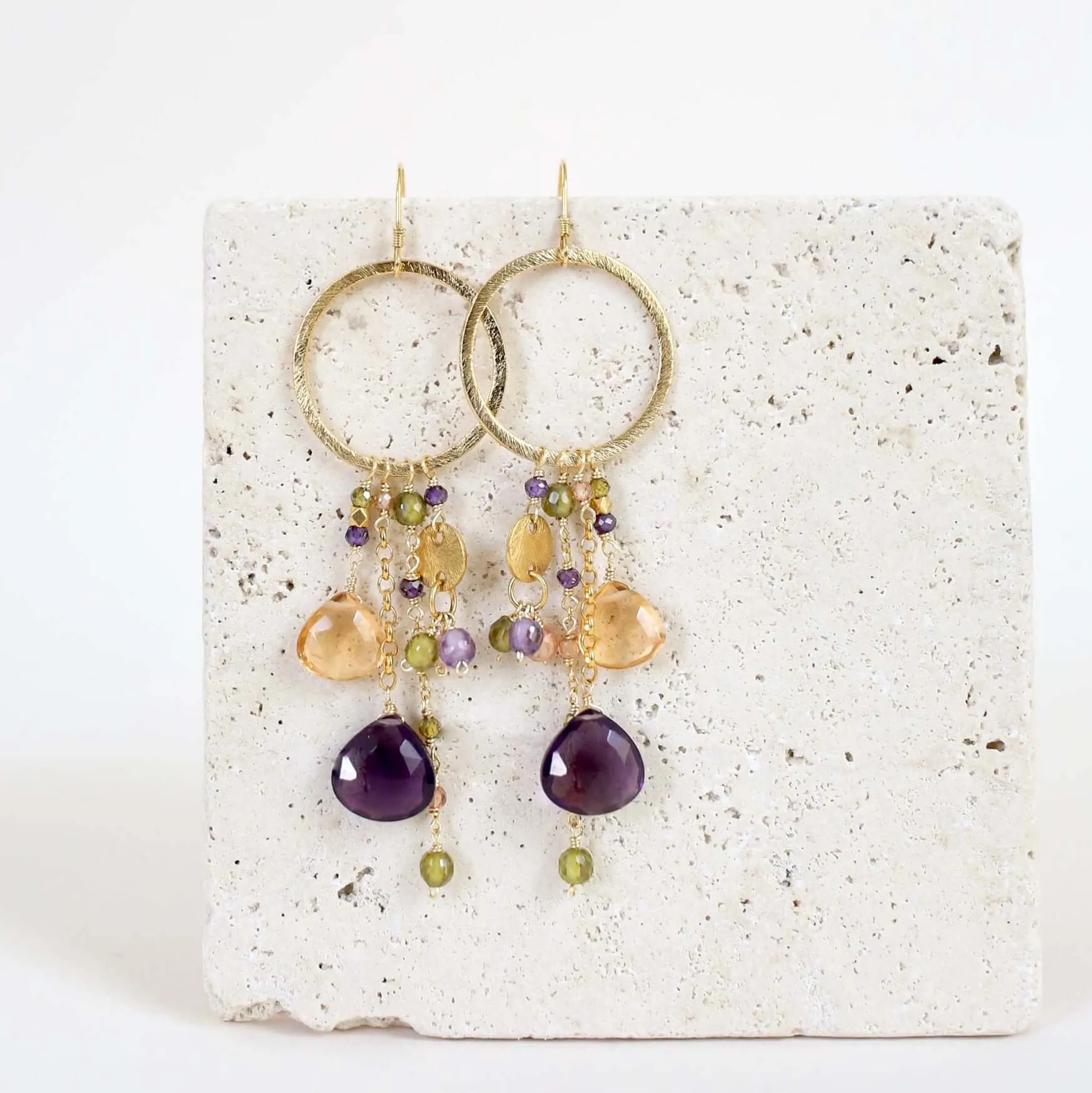 The Ammil Earring - Amethyst & Citrine