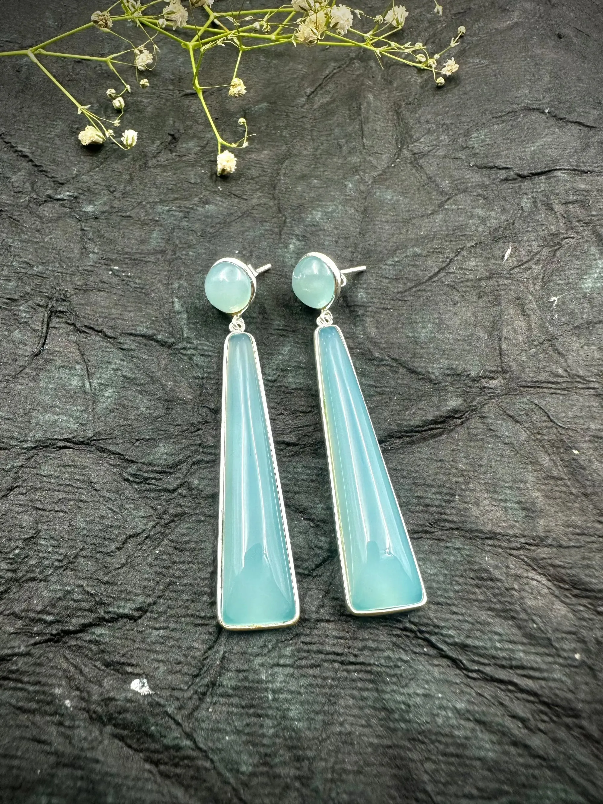 The Chalcedony Silver Gemstone Earrings