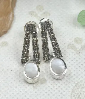 The Silver Marcasite Earrings (White)