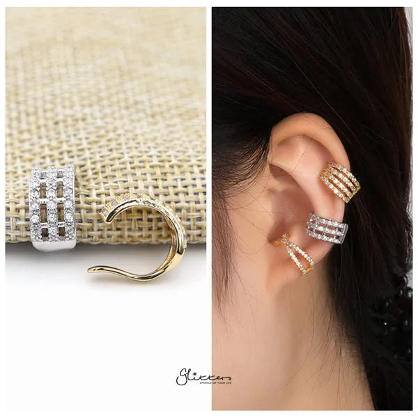 Three Lines C.Z Ear Cuffs - Non Piercing Ear Cuffs