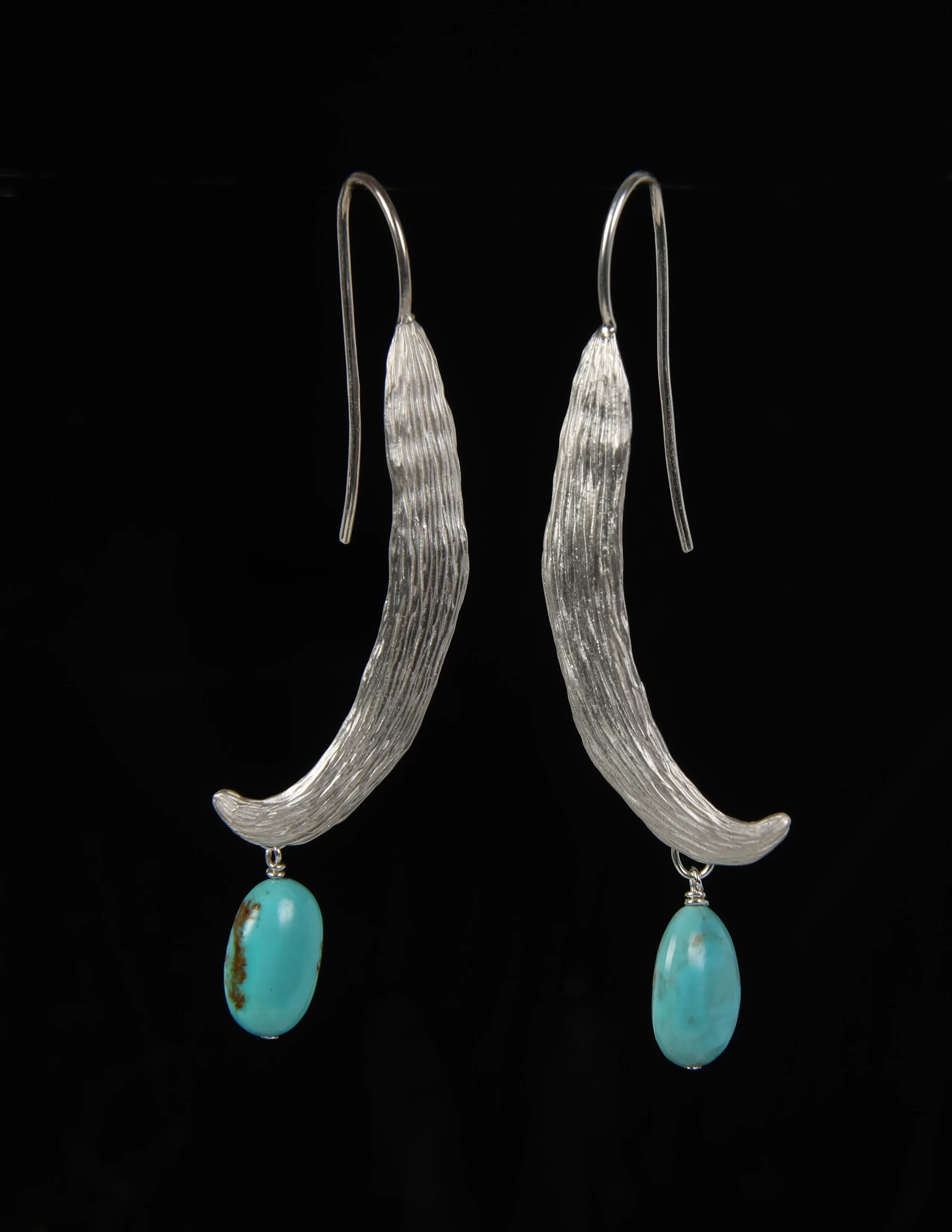 Turquoise and Silver Ear Wire