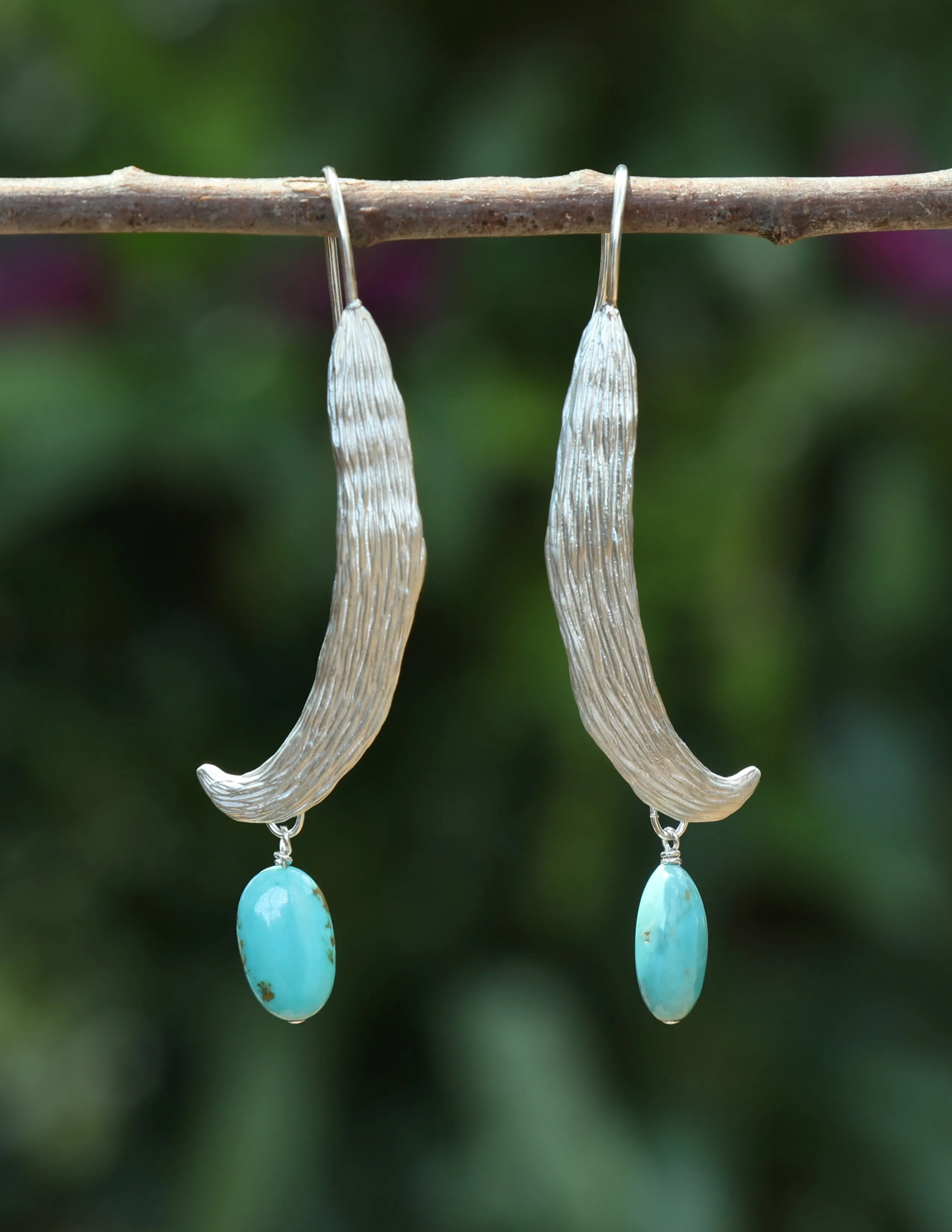 Turquoise and Silver Ear Wire