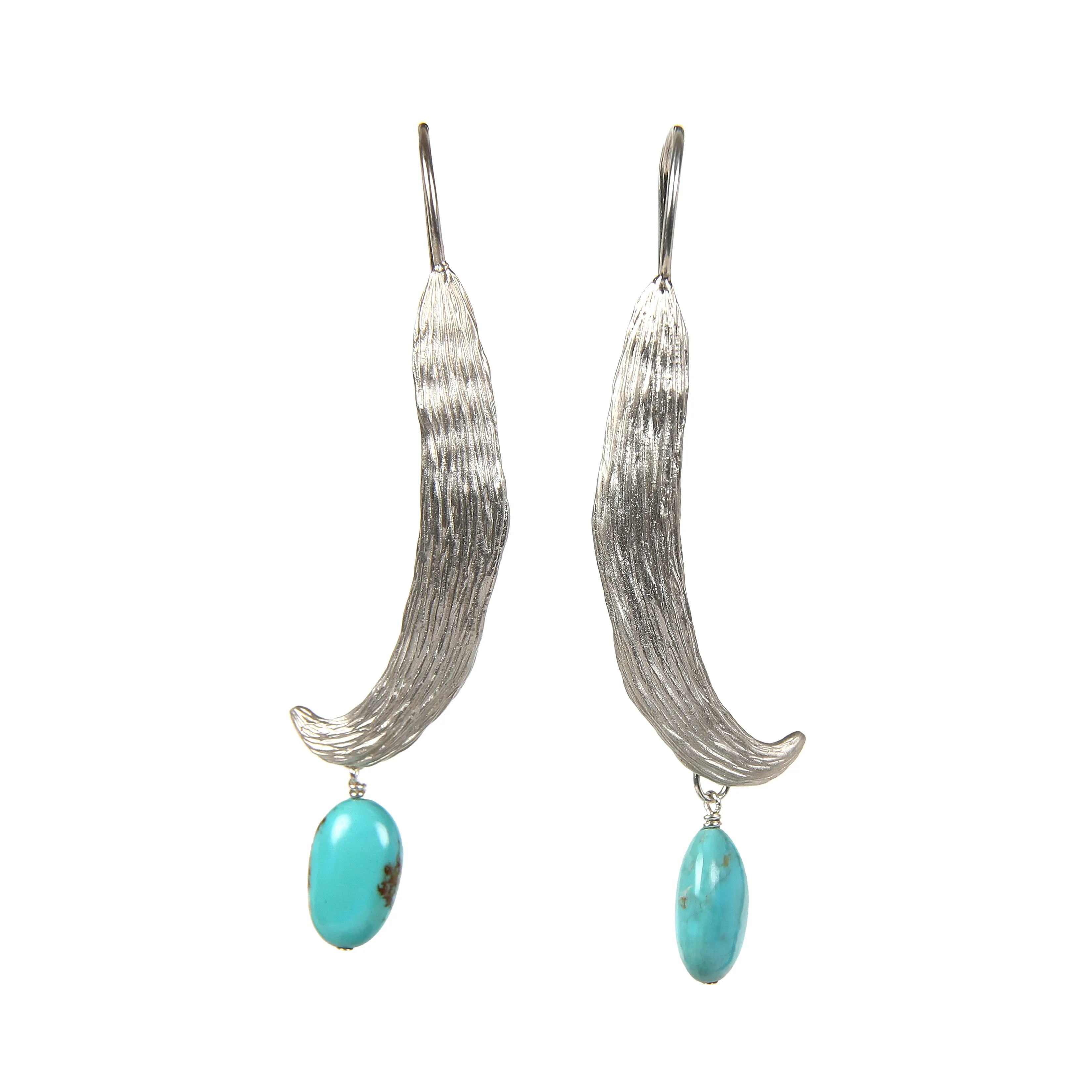 Turquoise and Silver Ear Wire