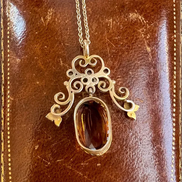 Vintage Citrine & Pearl Pendant