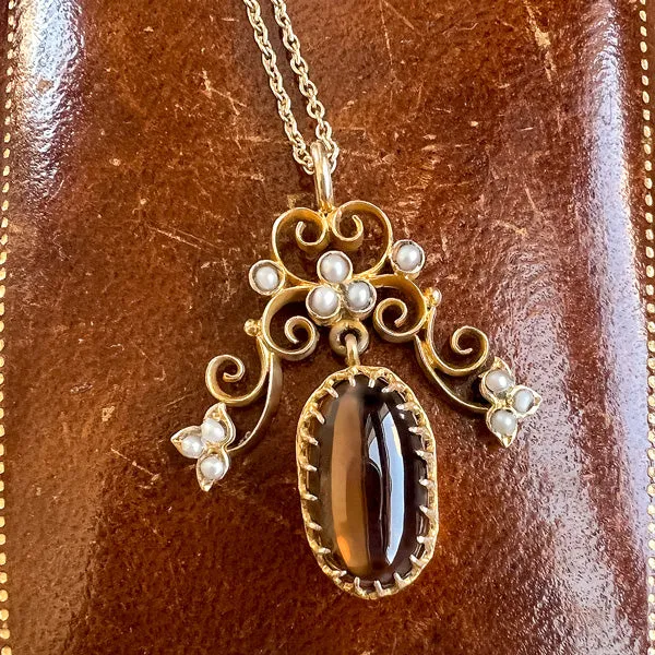 Vintage Citrine & Pearl Pendant