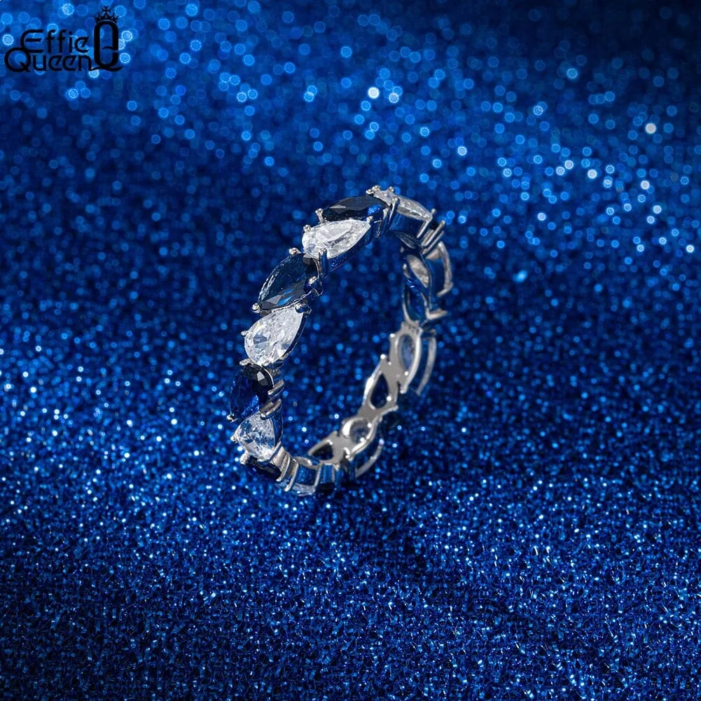 Stunning Silver Ring with Water Drop-Shaped Sapphire - Exquisite Jewelry Piece