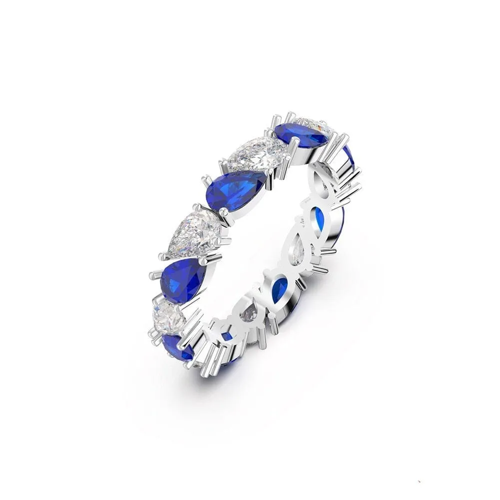 Stunning Silver Ring with Water Drop-Shaped Sapphire - Exquisite Jewelry Piece