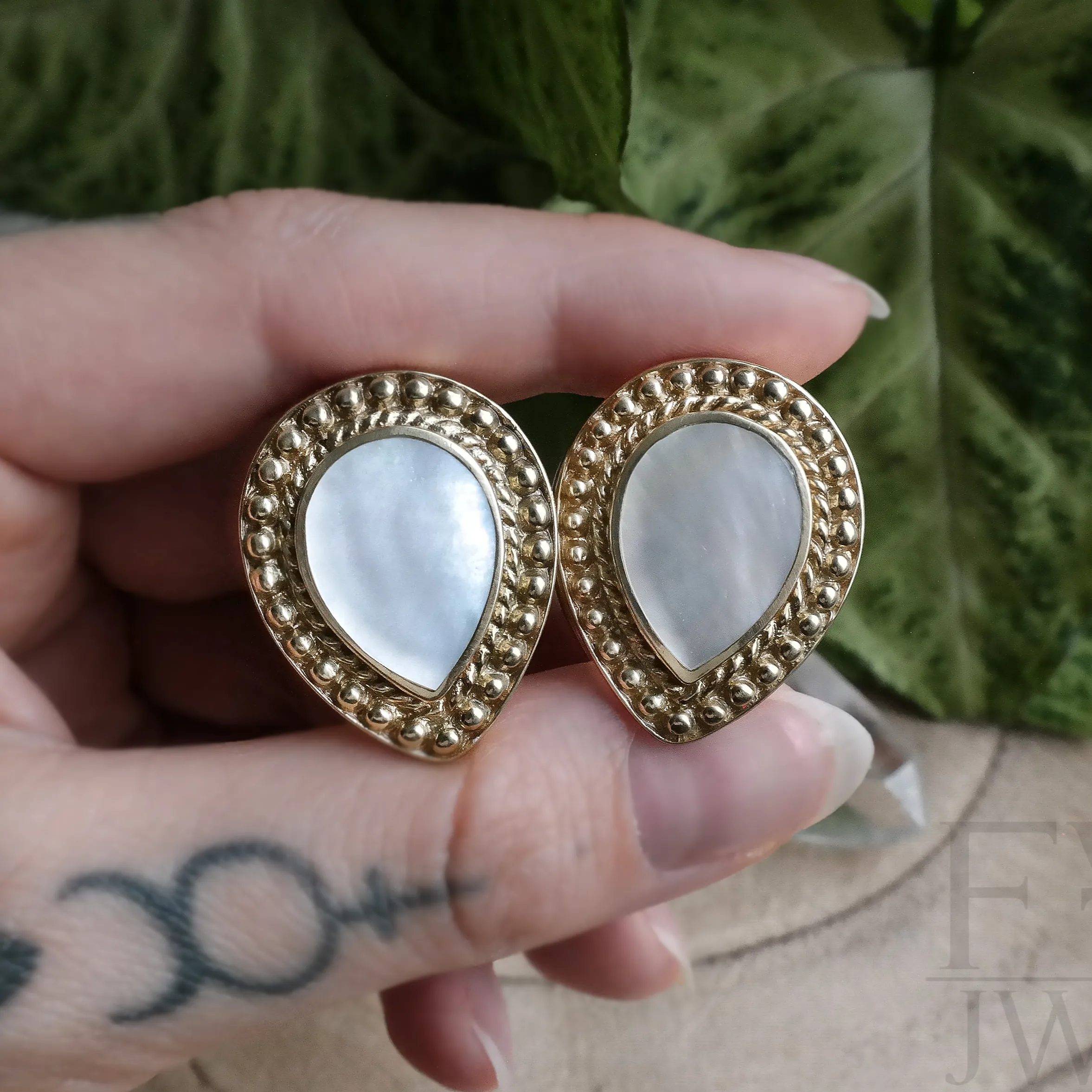 White Shell Teardrop Ear Weights